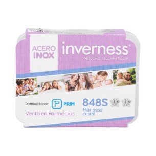 INVERNESS PENDIENTE ACERO INOXIDABLE  848C MARIPOSA CRISTAL